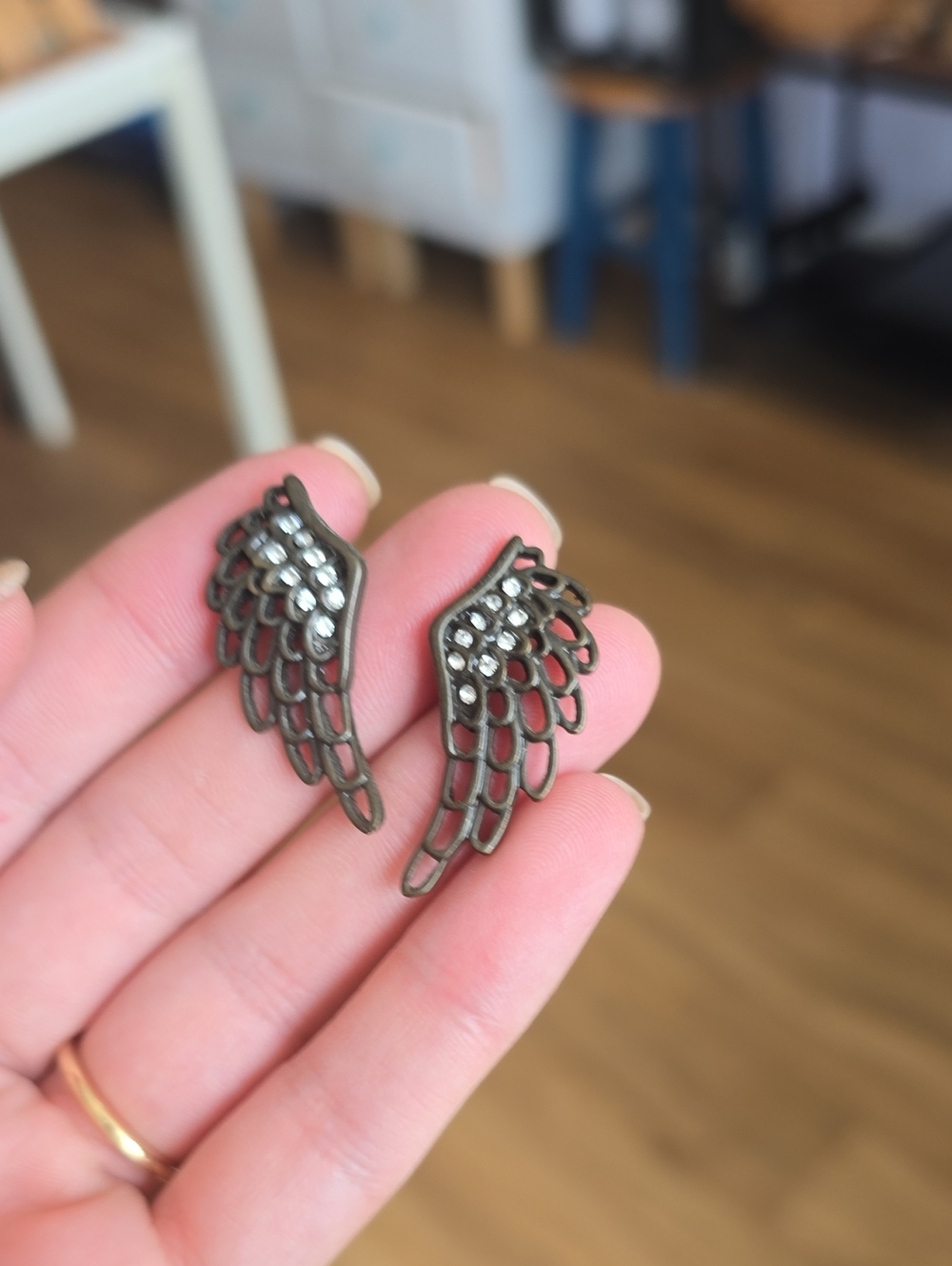VTG Crystal Accent Wing Earrings
